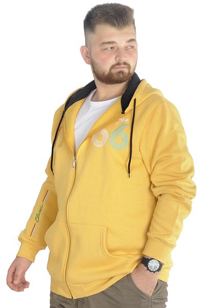 ModeXL Mode Xl Ανδρικό φούτερ με κουκούλα με φερμουάρ Vintage 22537 Mustard
