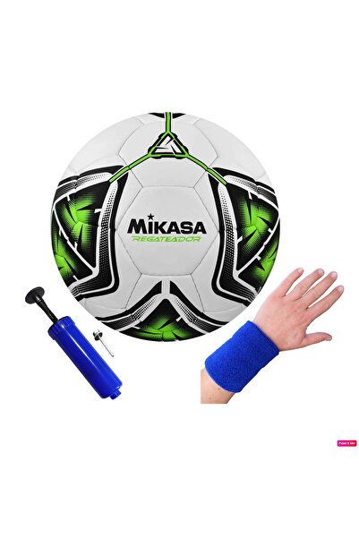 MIKASA Regateador Sentetik Deri Halı Saha Futbol Topu 4 Numara El Dikişli + Pompa + Havlu Bileklik