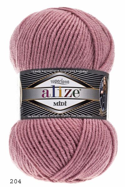 Alize 5 τεμάχια Süperlana Midi Pink 204 Πλεκτό με το χέρι Κλωστή γιλέκο Ζακέτα Κλωστή Φουλάρι Μπερέ Πλεκτό Κλωστή