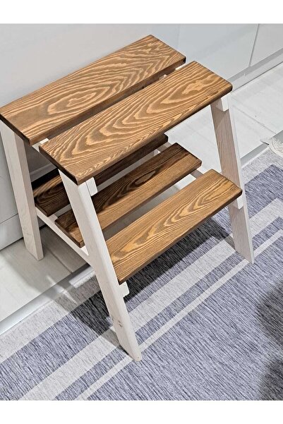 Genel Markalar Natural Wood Work Ahşap Tabure Basamaklı Merdiven Yükseltici D...