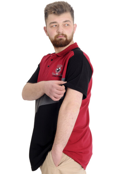 ModeXL Mode Xl Large Size Men's T-shirt Polo Club 23326 Claret Red