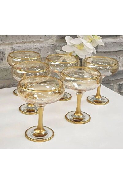 adana avm 6-Piece Hand Decorated Gilded Glass Ice Cream Bowl Glass Ice Cream Bowl Snack Bowl