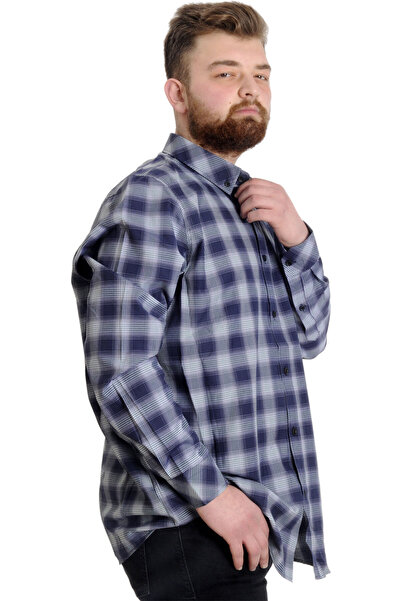 ModeXL Mode Xl Large Size Men's Shirt Plaid Long Sleeve 23300 White-smoked