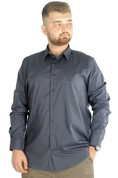 ModeXL Ανδρικό κλασικό πουκάμισο τσέπης Mode Xl Large Size Lycra 20350 Anthracite