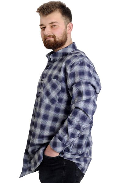 ModeXL Mode Xl Large Size Men's Shirt Plaid Long Sleeve 23300 White-smoked