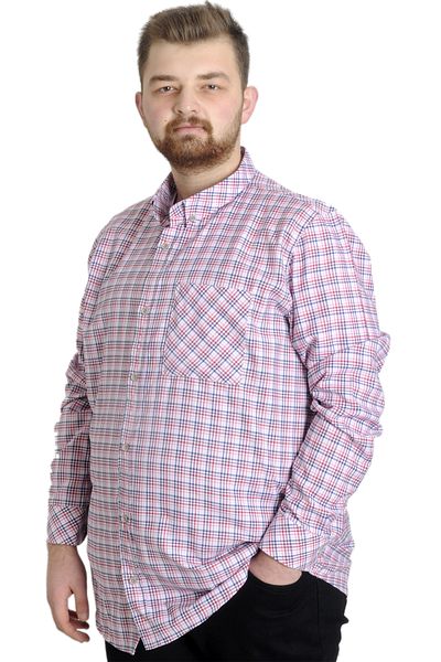 ModeXL Mode Xl Large Size Men's Shirt Plaid Long Sleeve 23300 Red