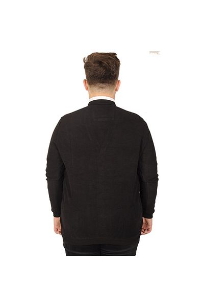 ModeXL Mode XL Plus Size Ανδρική Ζακέτα Vanize Selanik με κουμπιά 20548 Μαύρο
