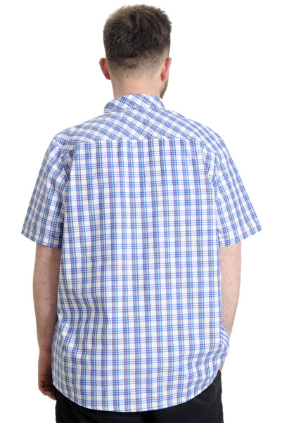 ModeXL Mode Xl Ανδρικό πουκάμισο μεγάλου μεγέθους καρό κοντομάνικο 23301 μωβ