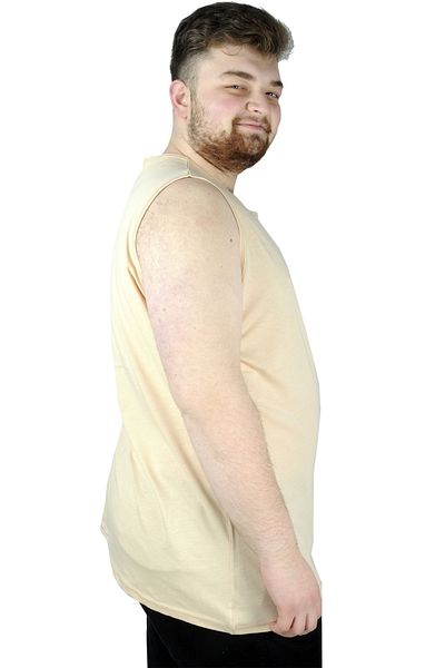 ModeXL Ανδρικό αμάνικο μπλουζάκι Mode XL Plus Size - Skull 22124 Beige