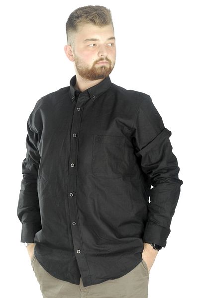 ModeXL Mode Xl Ανδρικό λινό πουκάμισο με τσέπες 20386k Μαύρο