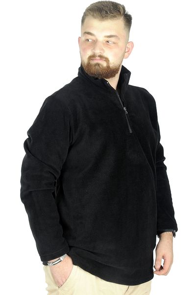 ModeXL Mode Xl Ανδρικός γιακάς Sweat Polo Half Zipper Polar 22548 Μαύρος