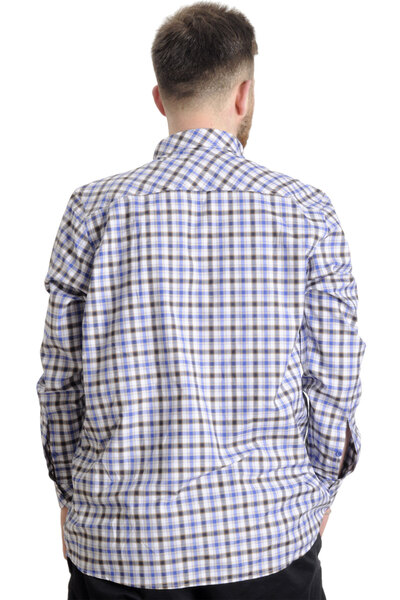 ModeXL Mode Xl Nagy méretű férfi ing kockás hosszú ujjú 23300 bézs