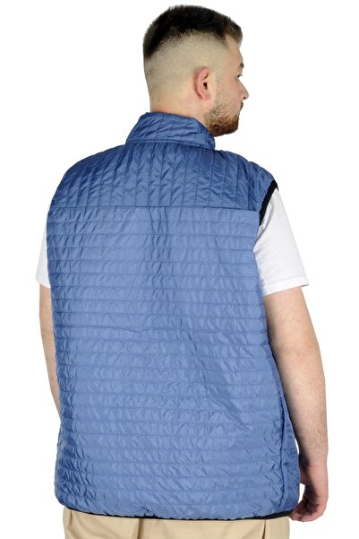 ModeXL Mode Xl Plus Size Men's Vest with Quilted Collar 22601 Blue