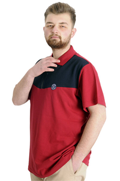 ModeXL Ανδρικό μπλουζάκι Mode Xl Large Size Polo Fragmented 23325 Claret Red