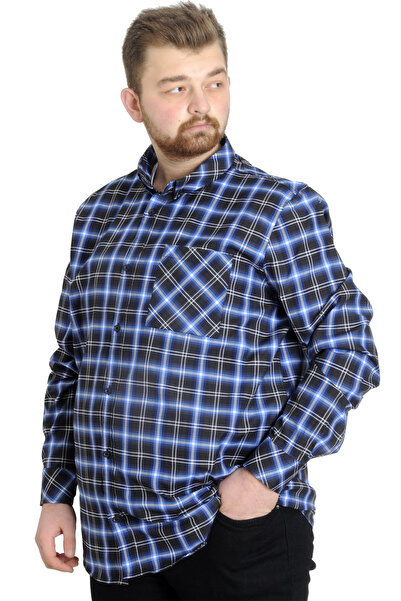 ModeXL Чоловіча сорочка Mode Xl Плюс розмір Чоловіча сорочка плед з довгим рукавом 23300 чорний