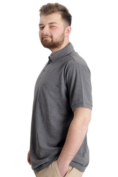 ModeXL تيشيرت رجالي مقاس كبير من Mode Xl بياقة بولو وجيب كلاسيكي بيكيه 20552 أنثراملانج