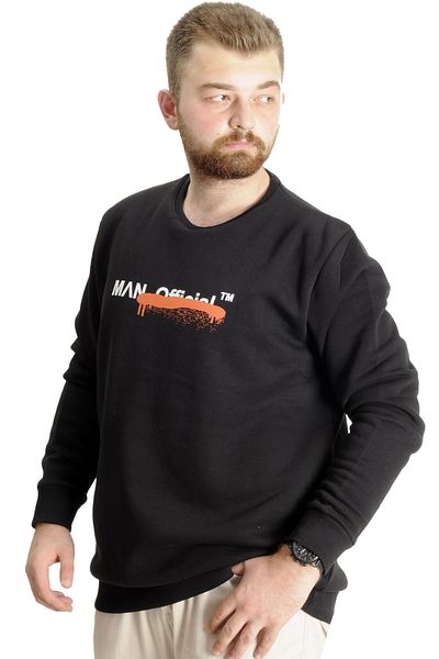 ModeXL Mode XL Large Size Men's Sweatshirt Crew Neck Man Official 23528 Black