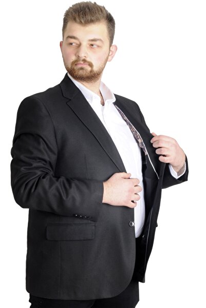 ModeXL Mode Xl Великий розмір Чоловічий піджак Блейзер Perfetto Plus 21022 Чорний