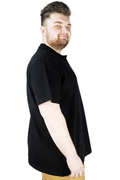 ModeXL Κλασικό μαύρο μπλουζάκι Polo Neck Pocket - Mode XL 20550