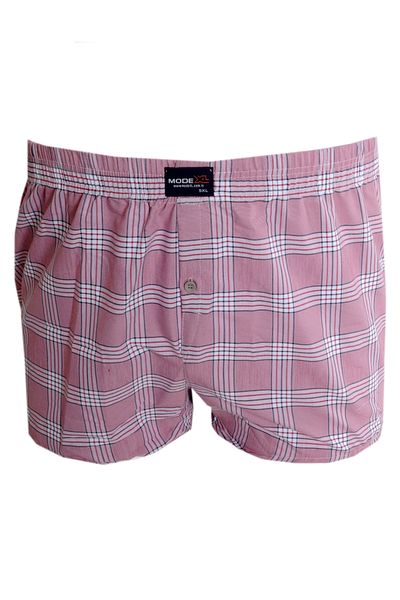 ModeXL Mode Xl Large Size Ανδρικό Boxer με σχέδιο Poplin 6348 Μαύρο-κόκκινο