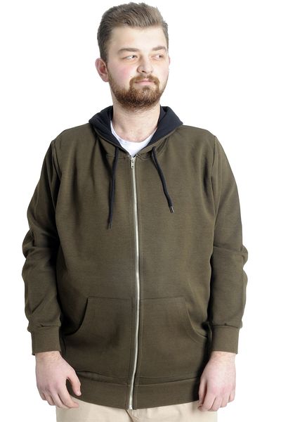 ModeXL Mode Xl Ανδρική ζακέτα με κουκούλα με φερμουάρ Steel Interlock 21600 Khaki