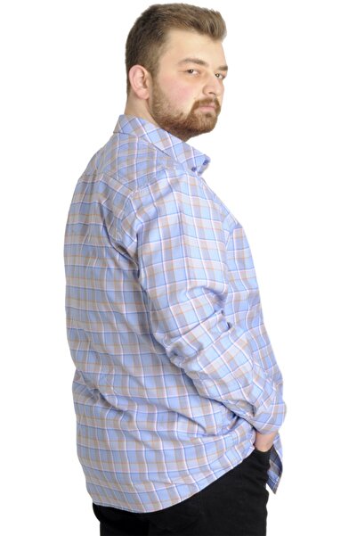 ModeXL Mode Xl Ανδρικό καρό μακρυμάνικο πουκάμισο με τσέπες 23300 σκούρο λιλά