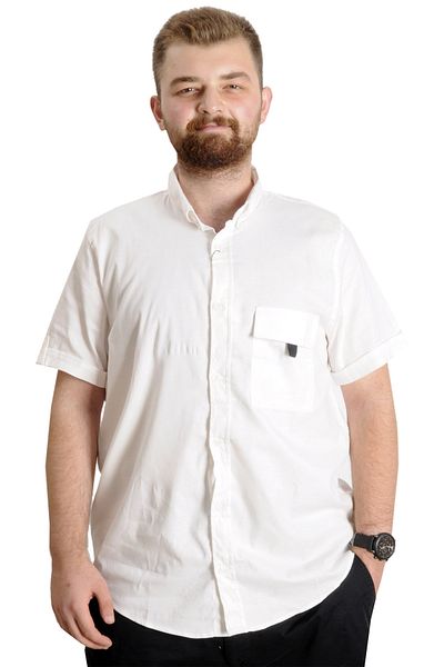 ModeXL Ανδρικό πουκάμισο Mode XL Gabardin Single Pocket 22363 Λευκό