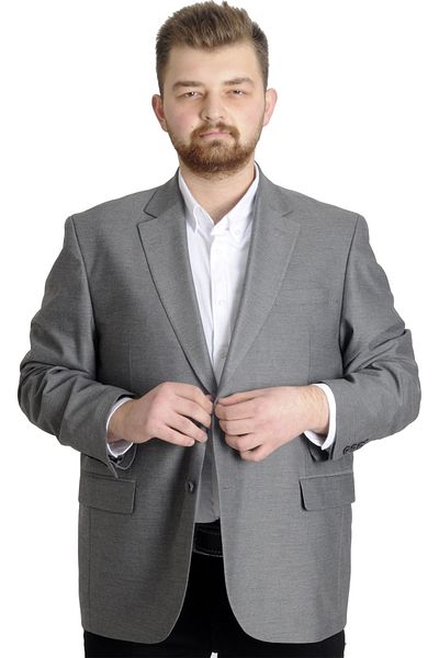 ModeXL Mode Xl Ανδρικό Μπουφάν Blazer Perfetto Plus 21022 Γκρι