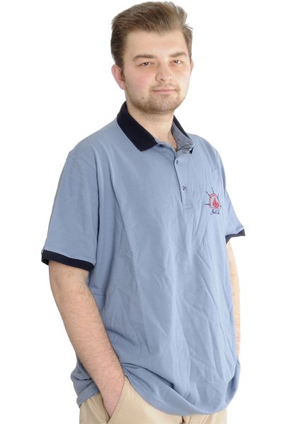 ModeXL Ανδρικό μπλουζάκι Mode Xl Plus Size Polo Steamnoat 22345 Μπλε