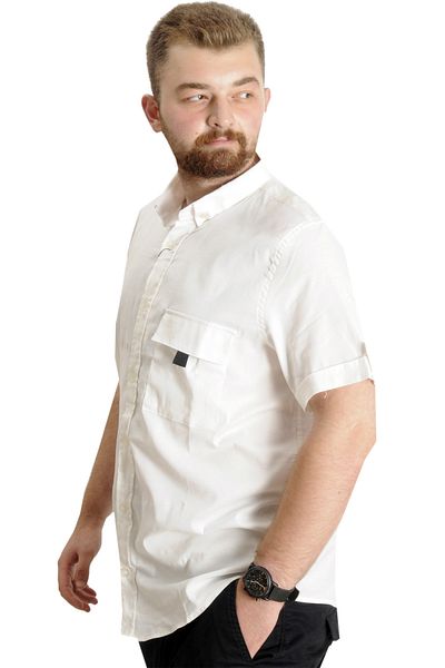 ModeXL Ανδρικό πουκάμισο Mode XL Gabardin Single Pocket 22363 Λευκό