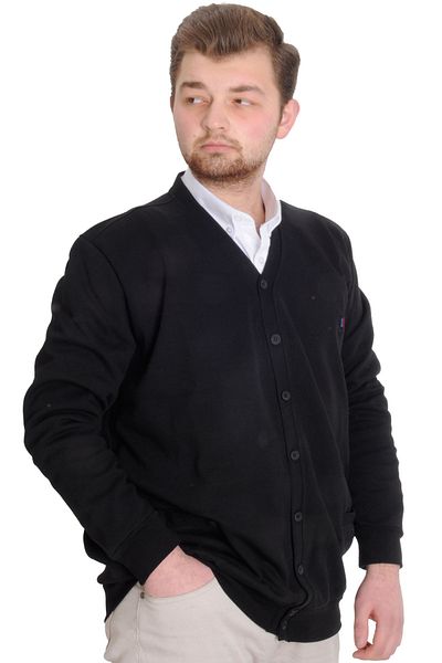 ModeXL Ανδρική ζακέτα Mode Xl Plus Size Διπλό Πρόσωπο με Κουμπιά 20551 Μαύρο
