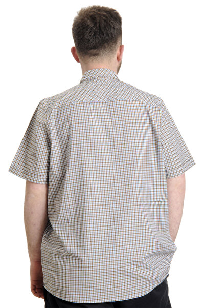 ModeXL Mode Xl Large Size Men's Shirt Plaid Short Sleeve 23301 Dark Brown