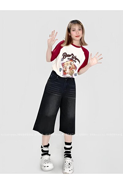 BALİNA Y2K Siyah Yıkamalı Baggy Kalıp Kot Şort