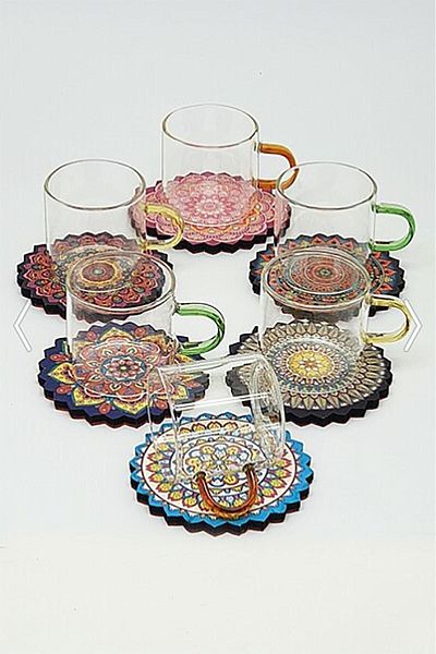 esoezo Set of 6 Borosilicate Coffee Cups and Cups