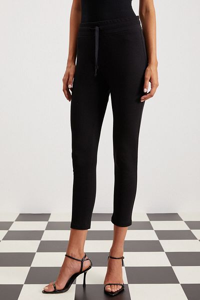 GRIMELANGE Judy Women's - Black Slim Fit Basic Tights with Elastic Waist and Tie