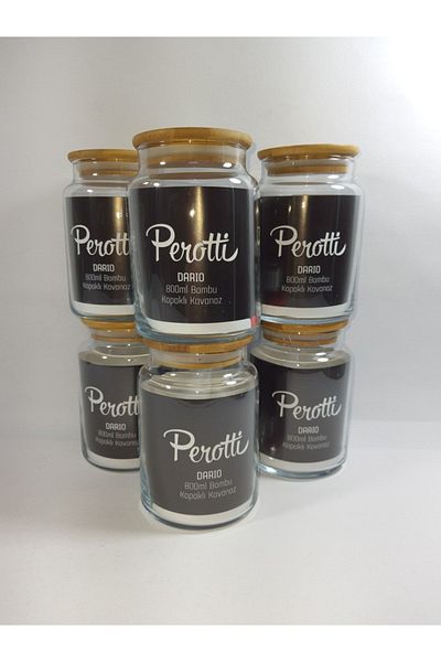 Perotti Glass Jar with Bamboo Lid 800 Ml 6 Pieces