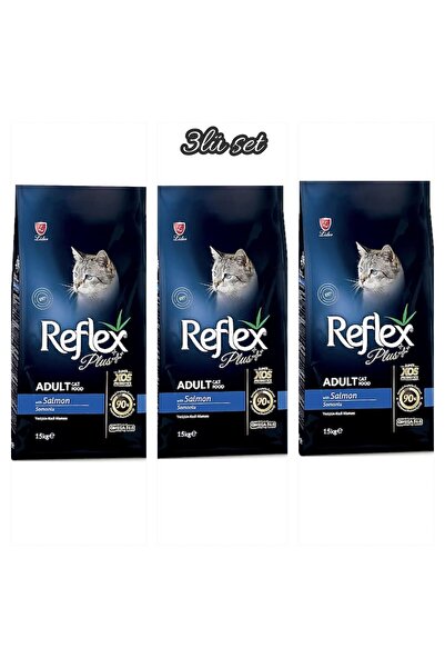Reflex plus somonlu yetişkin kedi maması 1,5 kg 3 lü Set