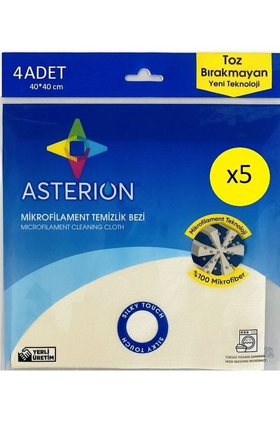 ASTERION قطعة قماش للتنظيف ميكروفايلامنت 4 × 5 قطع (إجمالي 20 قطعة قماش)
