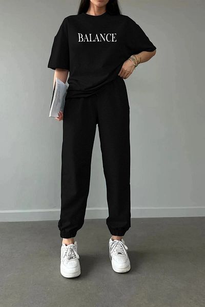 GiyimAdaButik Tracksuit Set - Balance Print, 1-7XL All Sizes, Available and Accurate Determine the Size