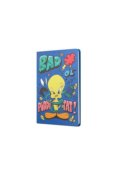 Mabbels Tweety Blue Striped Taste - 80 Sheets Hard Cover Boutique Notebook Bad Puddy