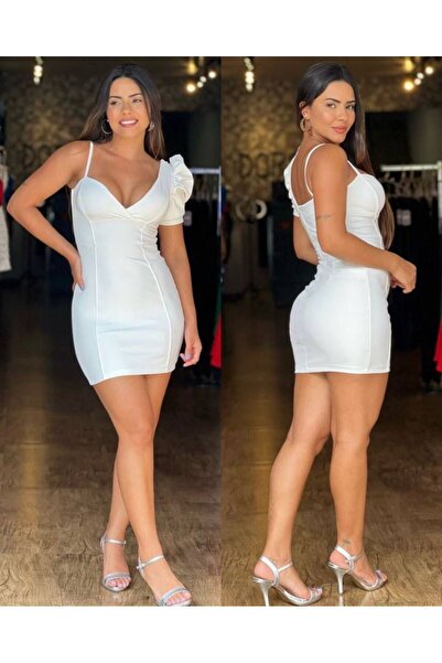 Butik Yeni Sezon Ithal Duble Kumaş Tek Kol Detaylı Mını Elbise Gece Davet Niş...