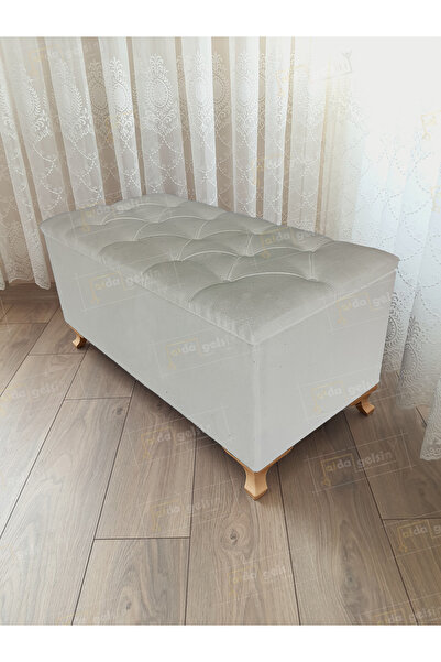 aldagelsin Çizgi Kapitoneli Sandıklı Puf  110 cm Gold Ayak