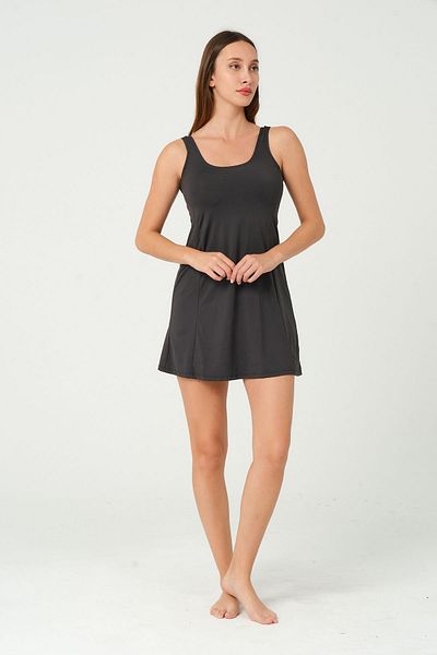 vawensea Women's Lycra Plain Dress with Shorts Anthracite (WIDE SIZE RANGE)