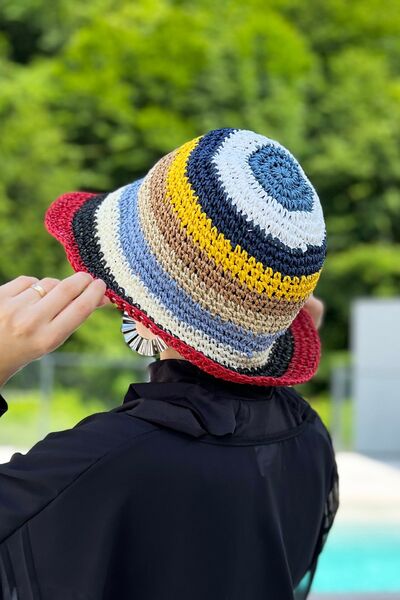 Remsa Mayo قبعة من القش محبوكة يدويًا RŞ-93 بورجوندي