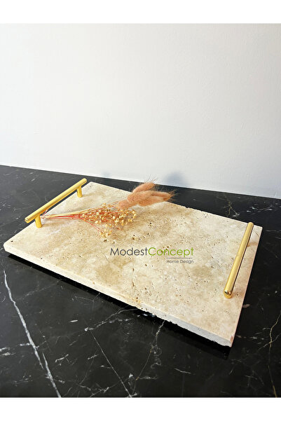 Modestmar Travertine Marble - Presentation and Engagement Tray, Gold 20x30