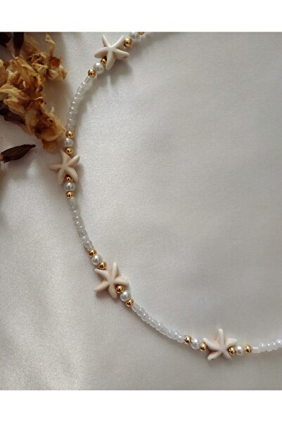 Fata Morgana Accessory Krem Doğaltaş Yılzdızlı Boncuk Kolye