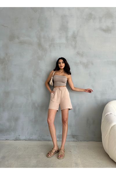 Ozy Fashion Καλοκαιρινό σορτς βιζόν με ψηλή μέση και τσέπες