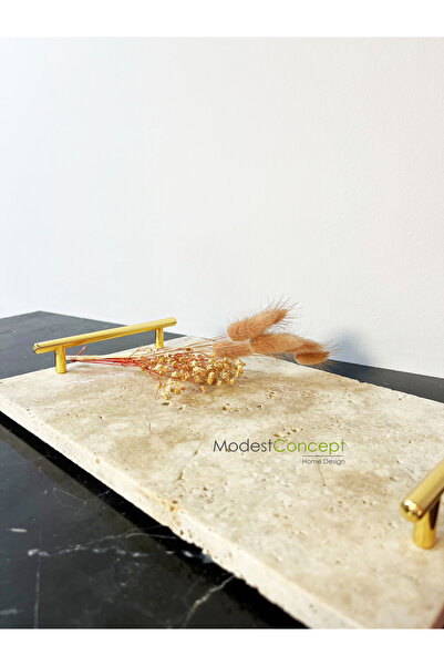 Modestmar Travertine Marble - Presentation and Engagement Tray, Gold 20x30