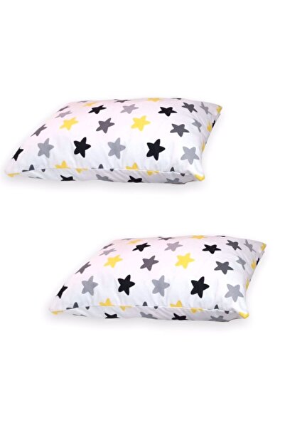 Bebek Özel Дитяча подушка для немовлят 35x45 (2 штуки) Жовта Сіра Велика зірка