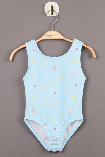 AyCaTa Girl's Swimsuit Patterned Comfortable Quick Dry Blue Pool Sea Beach Swimwear